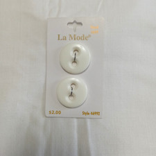 La Mode Buttons Hook 1639 White Round 46992 1" (25MM) Set of 2