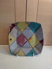 Dartington Studio Pottery Quilt Design Square Dish. Petra Tilly Swallows 7 3/4"