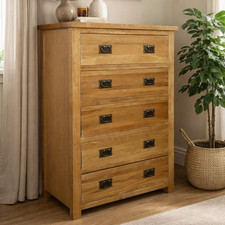 Oak 5 Drawer Chest –