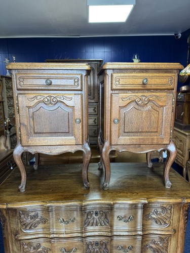 Antique solid oak french pair - oak,