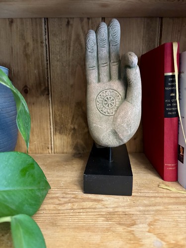 Stone buddha hand sculpture - stone,