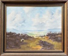 Lewis Creighton (British 1918-1996) : Sheep in the Heather, oil on board