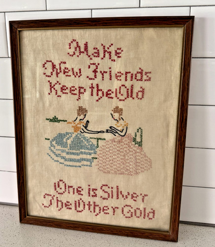 Vintage framed cross stitch - vintage,