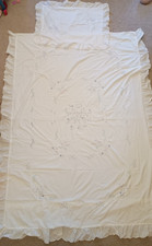 House Of Fraser Floral Embroidered Single Duvet Cover Pillow Case Vintage 1990's