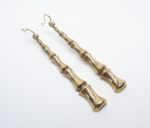 9ct gold bamboo style earrings - bamboo,