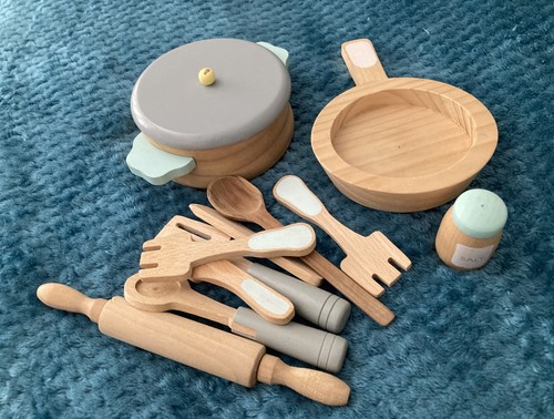 Wooden kitchen pots pans - pots, &