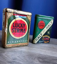 WWII Era Jemco Hold A Pak Flip Top Metal Cigarette Case Lucky Strike Half Tin