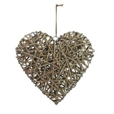 Extra Large Grey Washed Willow Heart 3D Decorative - 50cm Decor Wedding Love NEW