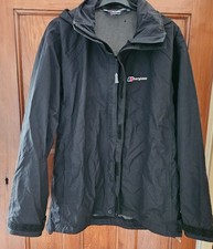 Berghaus Black Waterproof Aqua foil Lightweight hooded Jacket Size UK 14