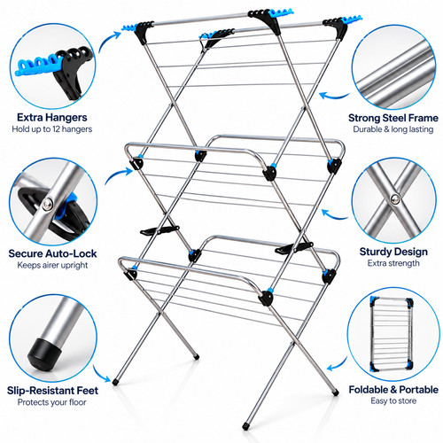 Tier clothes airer silver - tier,