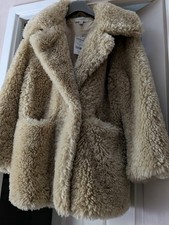 BNWT New Rrp £80 Next Cream Shaggy Faux Fur Winter Coat Jacket Size XS 10/12