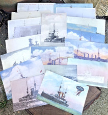 Antique vintage lot of 20 Royal Navy HMS ship postcards WW1 WW2 boat battleship