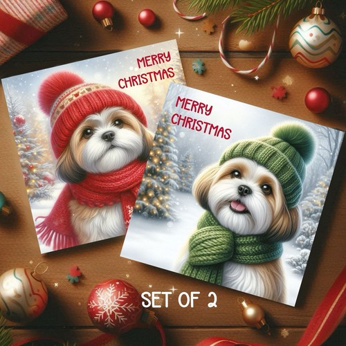 Shih tzu dog christmas card - tzu,