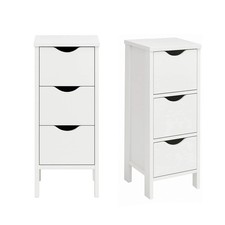 Slim 3 Drawer Bathroom Cabinet Bedroom Storage MDF Wood White Unit Organizer