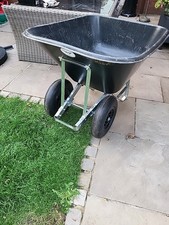 OX Twin Wheelbarrow 200L Black Garden Wheel, Puncture-Proof, Large 200Ltr