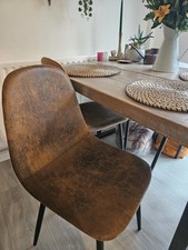 Vitra Eames style Leather Vintage Dining Industrial  Metal Frame Chairs X 1