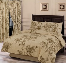 WILD ROSE NATURAL FLORAL LEAVES BEIGE TAN CRISS CROSS THATCH BEDDING OR CURTAINS