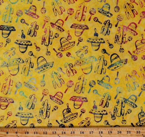 Cotton batik mexican - batik, sombreros