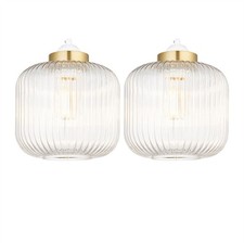 Set of 2 Modern Ribbed Glass &