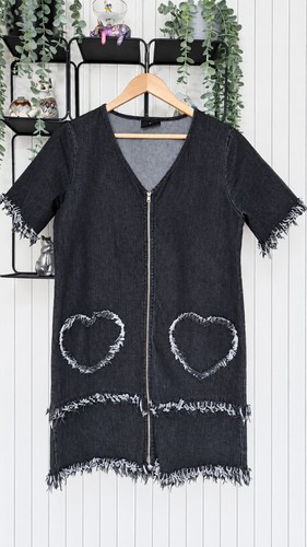 Lazy oaf black denim - lazy, zip