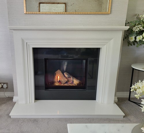 Gas fire with black and - gas,