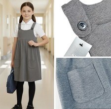 Girls Grey School Pinafore