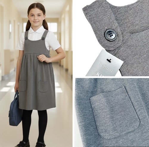 Girls grey school pinafore - girls,