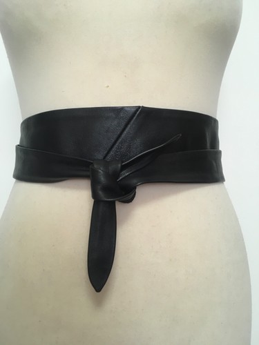 Jigsaw black leather - belt, wrap