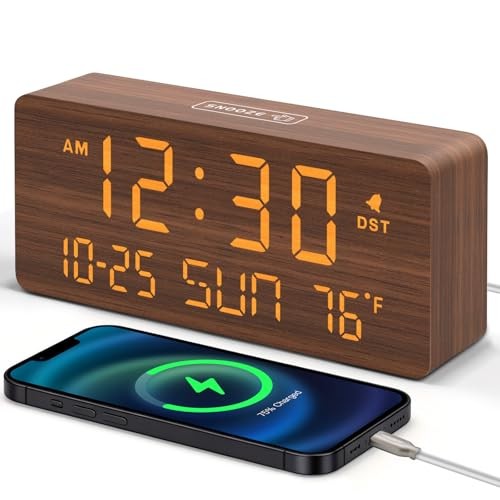 Wooden digital alarm clocks - wooden,