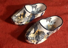 Blue And white Small Clogs Pottery Shoes marked - german hospital -