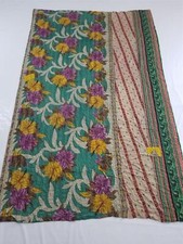 Vintage Traditional Handstitched Indian Kantha Quilt 219x135cm