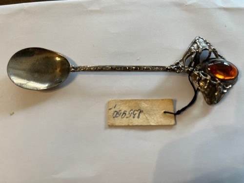 Antique silver spoon amber - antique,