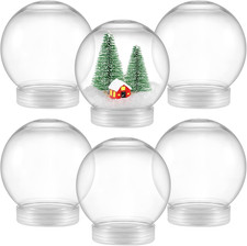 6 Pieces DIY Snow Globe Water Globe 3.6 Inch Clear PET Plastic with Screw off Ca