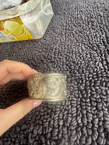 Silver plate engraved dragon - engraved,