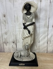 A. Belcari Victorian Lady Walking Dog Figurine Sculpture 1970s ArtDeco (81a)