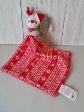 Hugs & Kisses Christmas Reindeer Baby Comforter Soft Toy Soother Red Snowflakes 