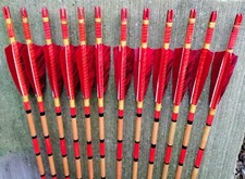 Six handmade wooden arrows for archery