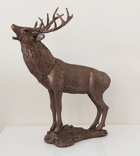 Stag roaring cold cast - cold, bronze