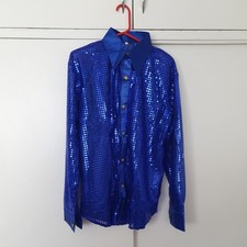 Men, shirt,blue, size L, shiny,long sleeves,brand new
