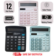 12 Digit Display Desktop Calculator Large For Home Office Accounting Solar Power