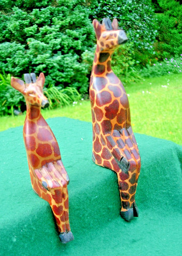 Carved wood giraffe mother - carved,