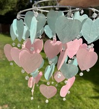 Next Capiz Style Girls Bedroom Lampshade Hearts Pink Chandelier Hanging Pendant 