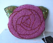 Women's pink coin purse small bag beaded flower Accessorize Monsoon vintage ?