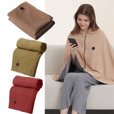 USB Heated Blanket Shawl Poncho Graphene Electric Throw Cape for Office Nap UK