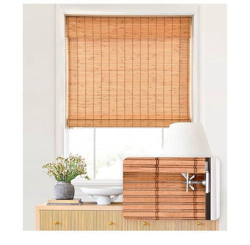 Cordless bamboo roman shades - bamboo,