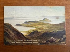 Vintage Postcard UK ?? Brodick Lamlash Bay Holy Isle Arran Art Colour 1952