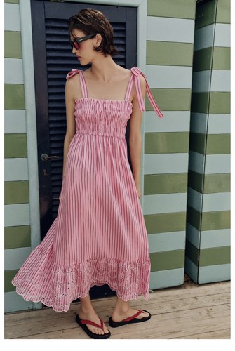 Zara pink striped midi - zara,