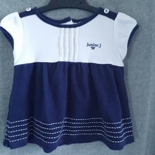 Jasper Conran Junior J Lovely Baby Girls Navy/White Dress 3-6 Months VGC
