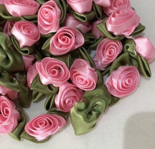 Satin ribbon roses buds - satin,
