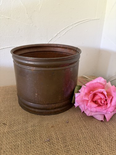 Antique copper round planter - copper,